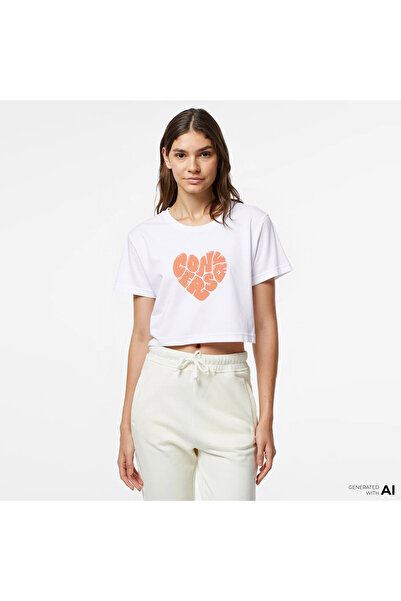 Converse Heart Slim Fit Kadın Beyaz T-Shirt