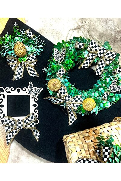 Marrone Fantastic Ribbon Silvery Butterfly Door Ornament Wicker Basket Socket...