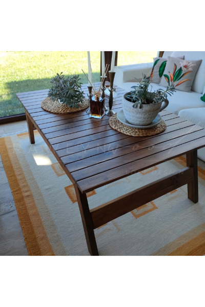 raweyn Mia Ahşap Orta Sehpa Ahşap Ayak- Bahçe ve Balkon Sehpası-120x80x55 cm