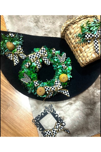 Marrone Φανταστικό στολίδι για την πόρτα με κορδέλα, πλαίσιο πρίζας, στολίδι ...