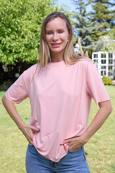 Fulla Moda Μπλουζάκι Basic Μπλούζα Στρογγυλή Λαιμόκοψη Oversize Modal