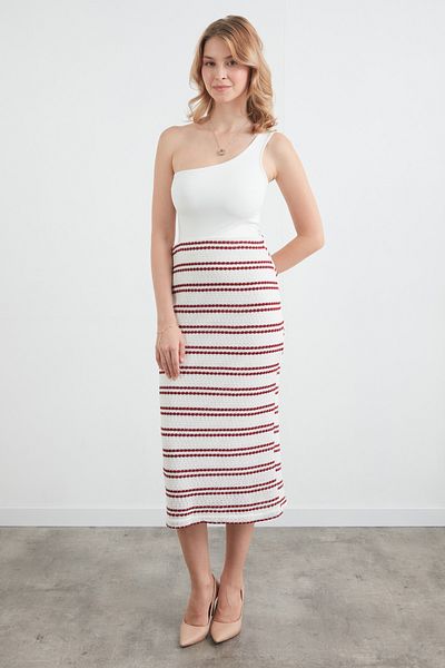Fulla Moda Fustă tricotată cu talie elastică în dungi