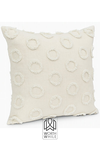 WorthWhile Nova Ekru Şönil Kırlent Kılıfı – Ekru 43x43 Cm (50x50 - 30x50 – 40x60 Ölçü Seçenekli)