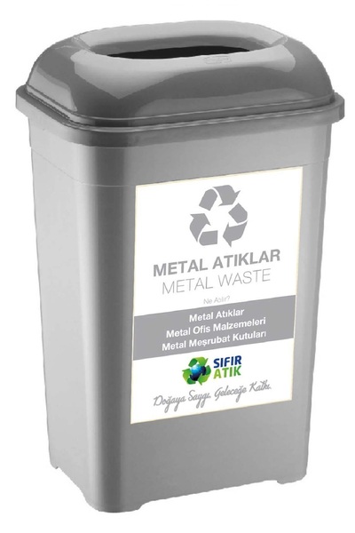 DEEMBRO Sıfır Atık Kutusu 50 Lt Geri Dönüşüm Kutusu Atık Kovası Büyük Boy Çöp Kutusu 6 Lı Set 33*43*60 Cm