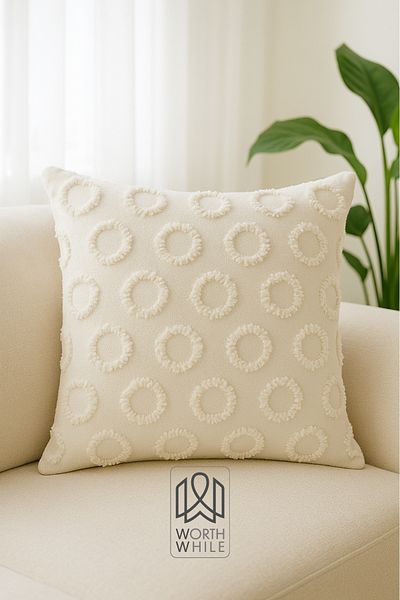 WorthWhile Decoratiune Moderna Husa de perna pentru canapea albă modernă 43x43 cm