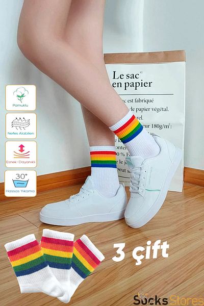 Esinti Мъжки и дамски тенис цветни чорапи - 3 броя спортни чорапи