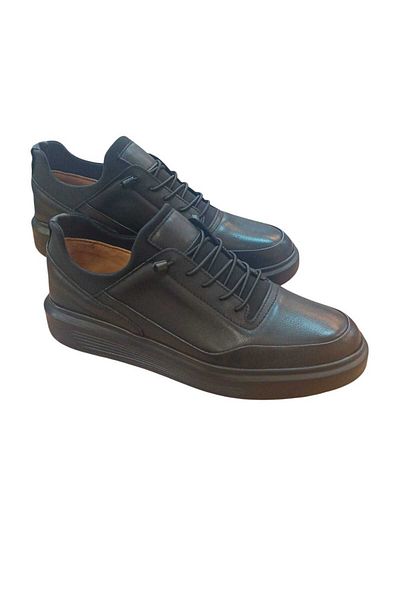 oktay kundura 100% Black Leather Orthopedic High Sole Men's Sneaker Casual Shoes Bms B505