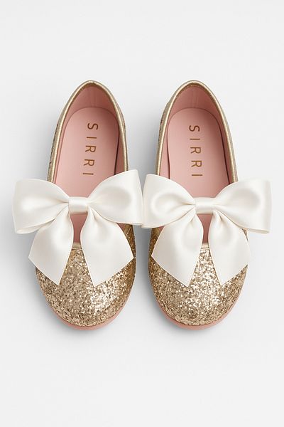 SIRRI Girl's Glittery Bow Ballerina Shoes
