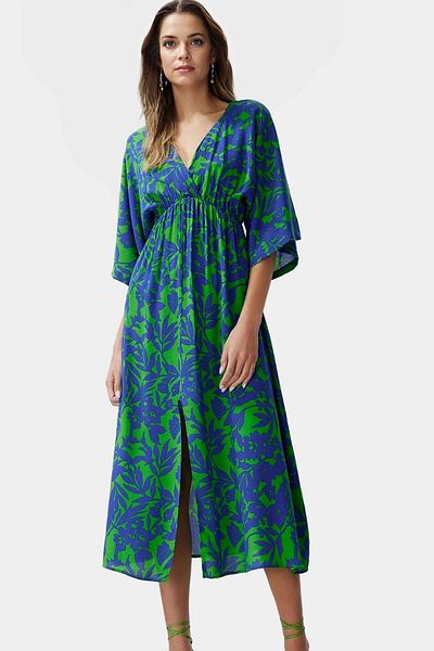 PayBuy Very Ethnic Patterned Midi Viscose Dress A-Line Three Quarter Sleeve Summer Distinguished Material