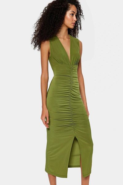 PayBuy Stylish Bodycon V-Neck Knitted Midi Dress Polyester Elastane Fabric Day and Night Comfortable Use