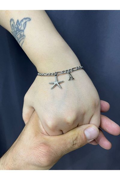 pofudukcase 1 Piece Dear, Friend, Couple Sea Star Bracelet with Steel Letter