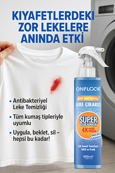 ONFLOOR Yağ, Kahve, Çay, Kan ve Makyaj Lekesi Çıkarıcı Sprey 400 ml -