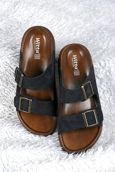 Witta Orthopedic Daily Non-Slip Sole Soft Leather Buckle Home Out Men's Slippers