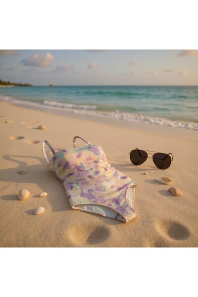 TooHot Women's Dust Pink Tie Dye Strapless Strap Lined Fixed Covered Gathering Swimsuit