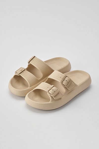 OZYO Lily Eva Platform - Double Banded Bone Patterned Daily Summer Beach Slippers