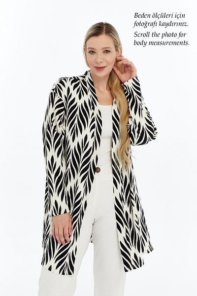 Laden Plus Size Summer Spring Women's Oversized Mother Thin Long Patterned Black Cardigan