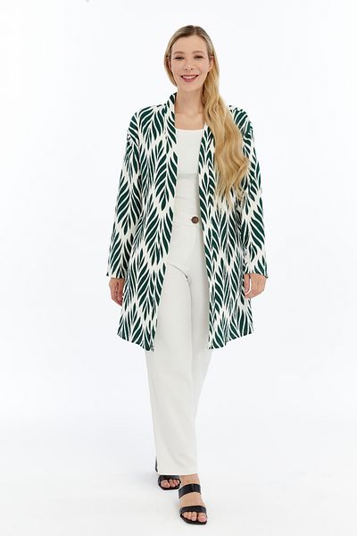 Laden Plus Size Summer Spring Women's Oversized Mother Thin Long Patterned Khaki Cardigan