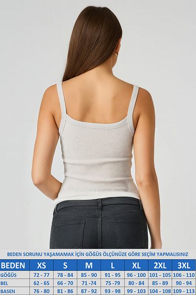 MİO ESTİLO Novelle Thin Strap Ribbed Tank Top