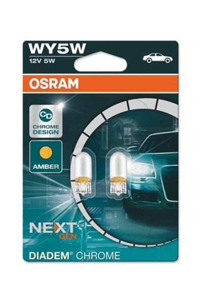 Osram Set de 2 becuri auto galbene Premium Wy5w 12v (CROM) de generație următoare, 2 buc.