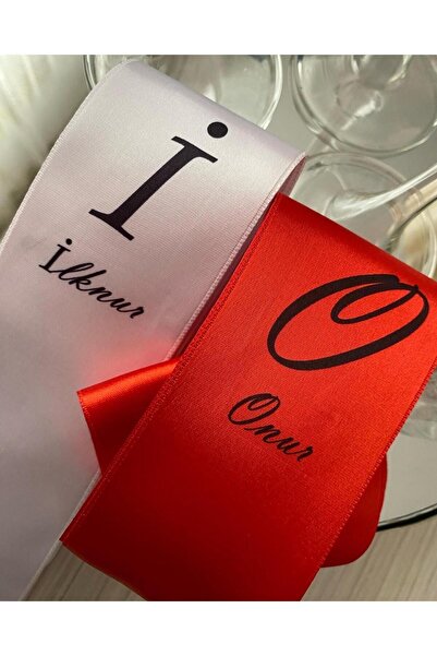 nuksoc Nişan Düğün Gelin Damat Takı Kurdelesi Isimli Tören Kurdelesi Saten Kı...