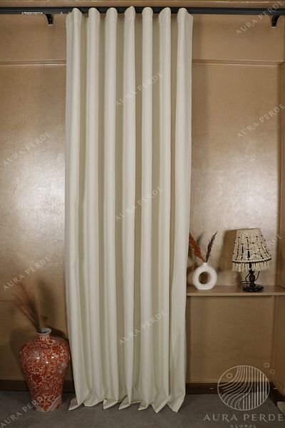 Fluiana Ecru Linen Background Curtain-Top Quality Linen Blackout Background Curtain-Straight Sewing-40 Color Options