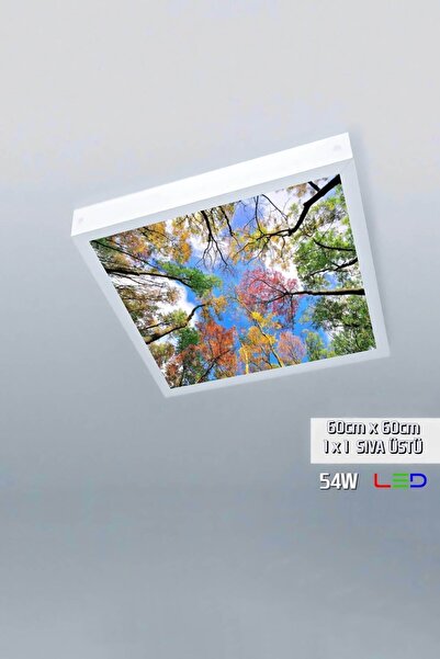 Gökyüzü Panel 1x1-tekli-60x60-tavana Yapışık Led Panel-54w-sıva Üstü Led-kolay Montaj-sonbahar-- Led