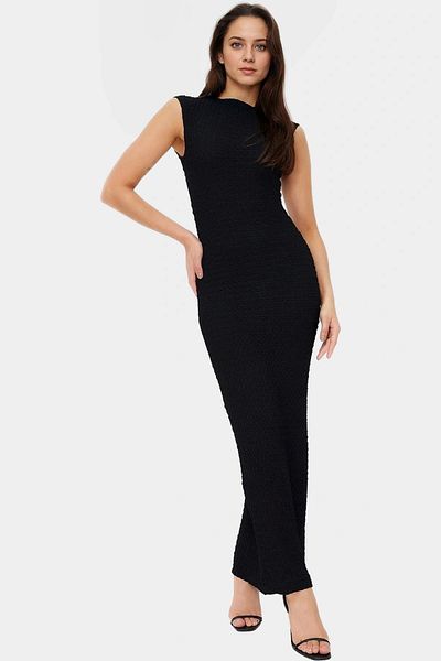 PayBuy Stylish Summer Knitted Midi Dress Bodycon Mold Boat Neck Stretchy Fabric Comfortable and
