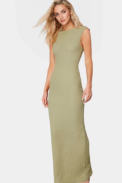 PayBuy Stylish Summer Knitted Midi Dress Bodycon Mold Boat Neck Stretchy Fabric Comfortable and