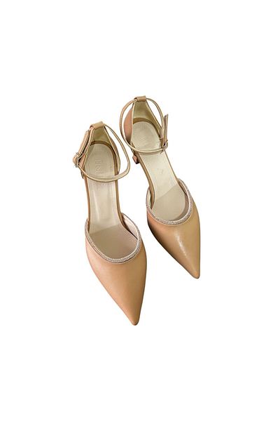 bescobel Women's Kenmi Nut Thin Heel Bow Evening Dress Pointed Toe Shoes