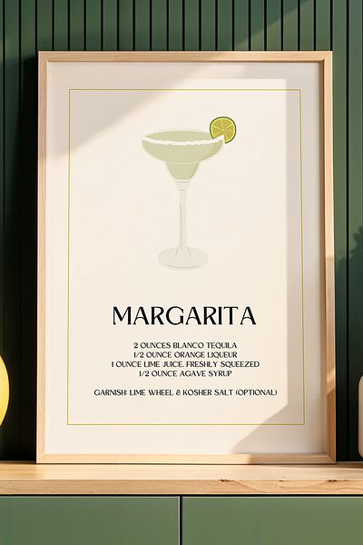 HİGUERA DAIQUIRI BAR Tablou de perete pentru bucătărie cu cadru din lemn natural
