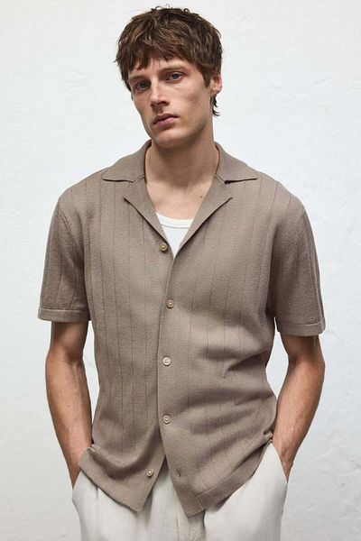 H&M Regular Fit Linen-blend Resort Shirt
