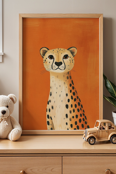 HİGUERA Fundal Portocaliu Leopard Camera Copiilor Si Camera Bebelusului Pictu...