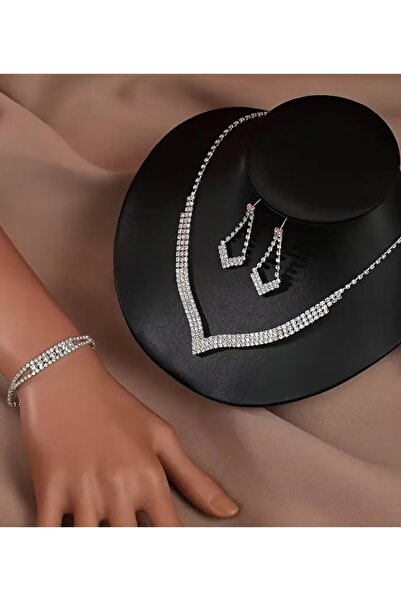 Mihra Aksesuar Kolye Küpe Bileklik Üçlü Set