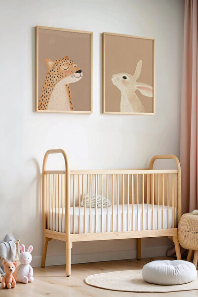 HİGUERA Αφηρημένο σχέδιο λεοπάρδαλης και κουνελιού - Πίνακας παιδικού δωματίο...