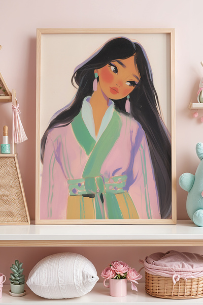 HİGUERA Θέμα Princess - Κορίτσι με ροζ σκουλαρίκι με πούπουλα Φιγούρα Κορίτσι...