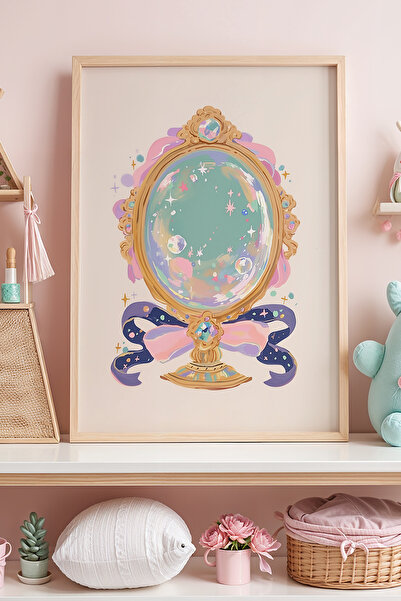 HİGUERA Prenses Temalı - Büyülü Ayna Ve Fiyonk Kız Çocuk Odası Ahşap Çerçevel...