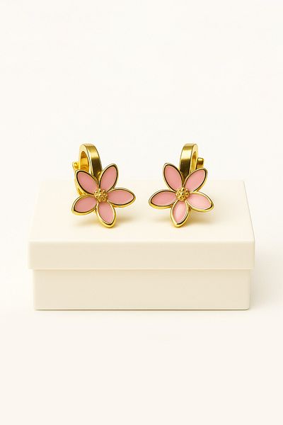 MakeWell Non-Perforated Earrings Ear for Children Without Holes Flower Design Clip-On Children's Earrings