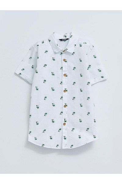 LC Waikiki Patterned Short Sleeve Poplin Boy's Shirt (S2)
