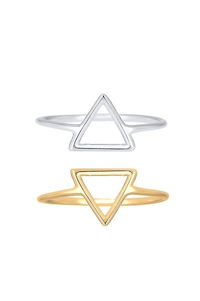 ELLI Inel Triunghi Bicolor, Argint 925 Placat cu Aur
