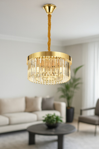 Avizemoda Desina 40 Cm'Lik Kristal Tabut Taşlı Salon Oturma Odası Lüks Avize ...