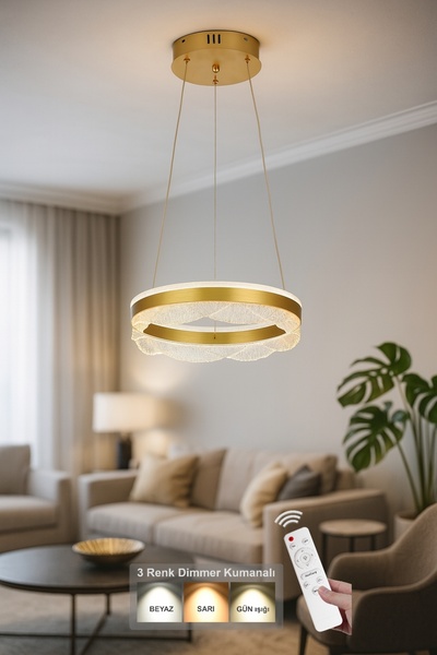 Avizemoda Estilo 40 cm Dimmer Kumandalı 3 Renk Ledli (Sarı-Beyaz-Gün Işığı) M...