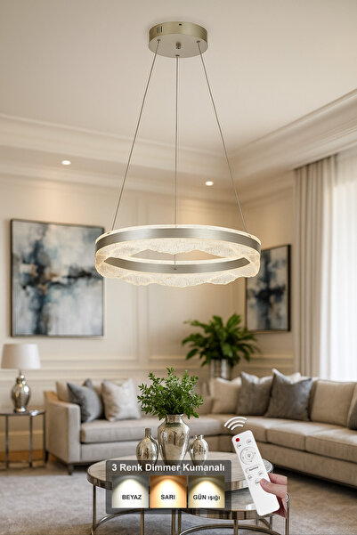 Avizemoda Estilo 50 cm Dimmer Kumandalı 3 Renk Ledli (Sarı-Beyaz-Gün Işığı) M...