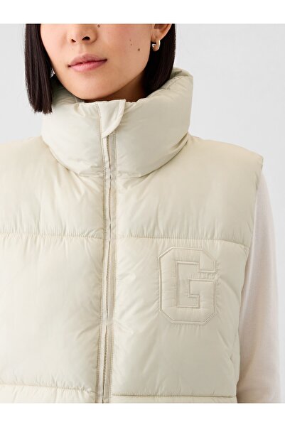 GAP KadınGap Logo Geri Dönüştürülmüş Crop Puffer Şişme Yelek