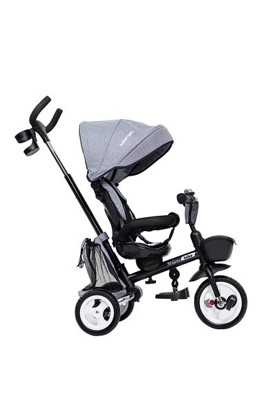 Beberoyal Milano Grey Folding Children's Tricycle, Reversible Seat, Sleeping Position, Rain Canopy