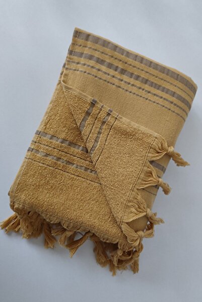 Sevim Ριγέ Πετσέτα Πεστέμαλ 90x170cm - Μαλακή και Υψηλή Απορρόφηση Νερού - 100% Βαμβάκι-Μουστάρδα