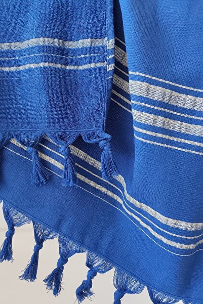 Sevim Saks Blue Striped Towel Peshtemal 90x170cm - Μαλακό και υψηλής απορρόφησης νερού - 100% βαμβάκι