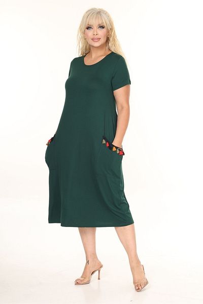 tarzımsüper Μοντέλο Shalwar μεγάλου μεγέθους - Κομψό casual φόρεμα με τσέπες, ελαστικό βαμβακερό Lycra, κοντό μανίκι 4 εποχών