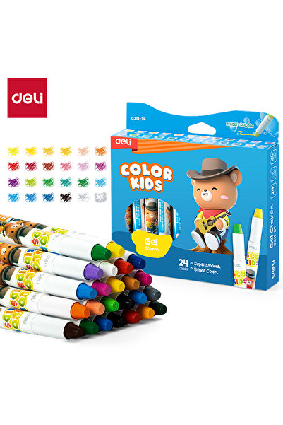 Deli أقلام تلوين جل قابلة للذوبان في الماء EC211-24، 24 لونًا - مثالية للرسم الإبداعي للأطفال