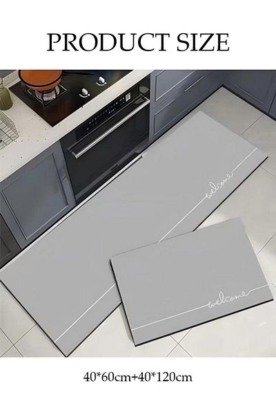Generic 2-piece Kitchen Mat And Carpet Set, Non-slip Quick-drying Diatom Mud Floor Mat 40*60 40*120cm