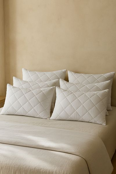 Nart Home Set de perne din bumbac 6 bucăți de protecție matlasată pentru perne alb